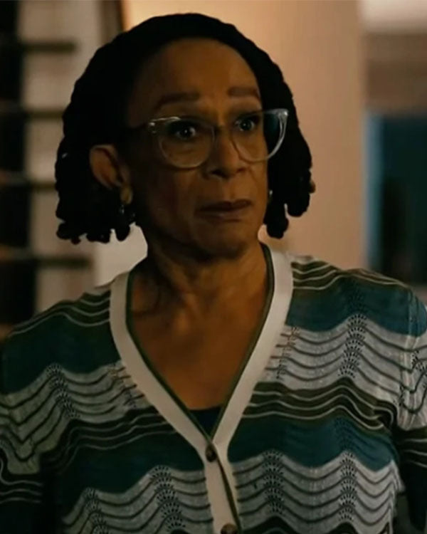 Chicago Med S12 S. Epatha Merkerson Blue Striped Cardigan