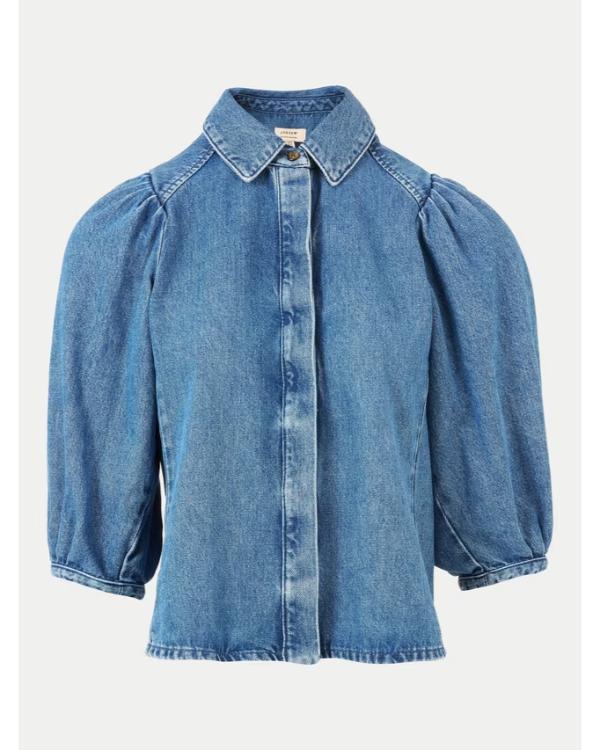 Coleen Rooney S01 Coleen Rooney Puff Sleeve Denim Shirt