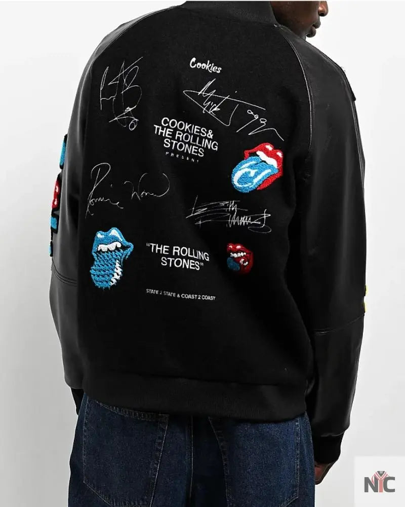 Cookies x The Rolling Stones Letterman Black Varsity Jacket