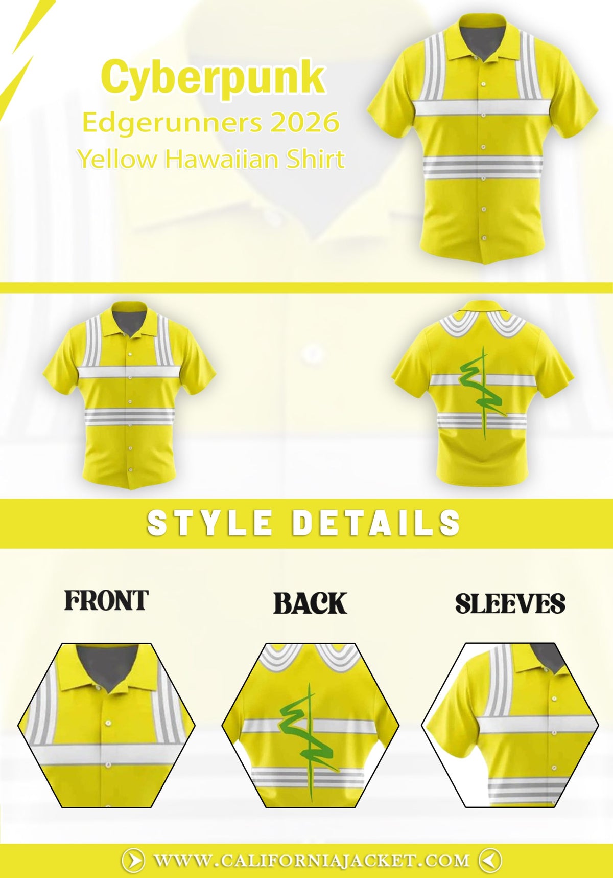 Cyberpunk Edgerunners 2026 Yellow Hawaiian Shirt - view 3