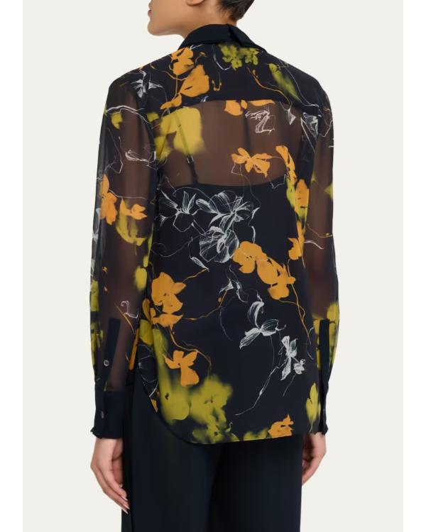 Law And Order S26 Maggie Bofill Black & Yellow Floral Blouse - view 3