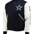 Dallas Cowboys White and Navy Varsity Jacket