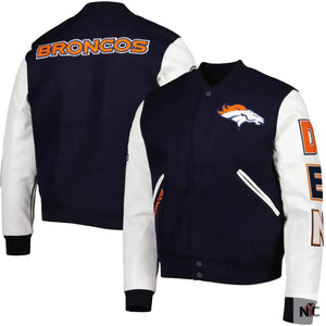 Denver Broncos Navy and White Varsity Jacket
