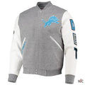 Detroit Lions Grey And White Varsity Jacket