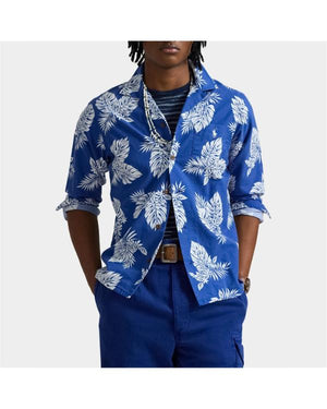 Domingão 2025 João Baião Tropical Print Blue Shirt