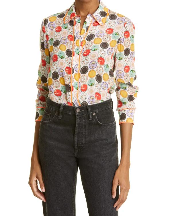 Scrubs S11 Tia Mowry-Hardrict Plates Printed Blouse