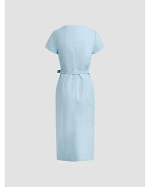 Scrubs S11 Sarah Chalke Blue Belted Midi Dress - view 3