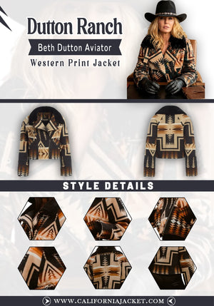 Dutton Ranch S01 Beth Dutton Aztec Print Jacket - view 4