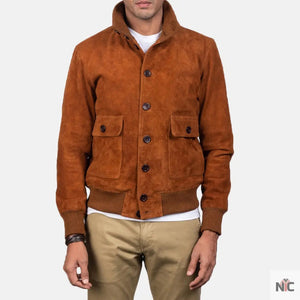 Eaton Brown Suede Bomber Jacket