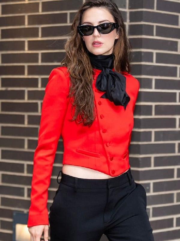 Ella Hunt NY Fashion Week 2026 Red Jacket