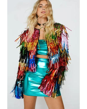 Elsbeth S03 Carrie Preston Multicolor Tinsel Cropped Jacket