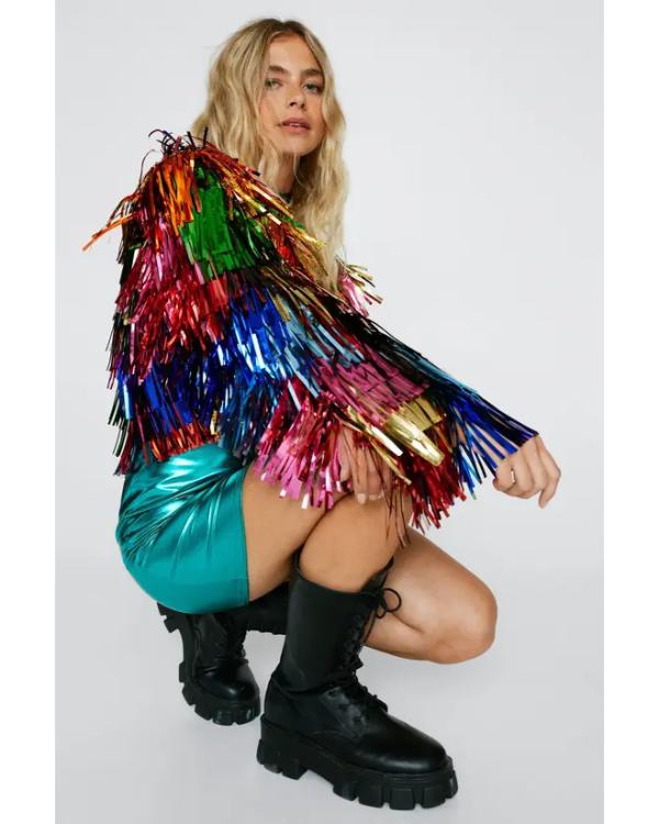 Elsbeth S03 Carrie Preston Multicolor Tinsel Cropped Jacket