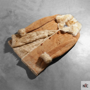 Erica Shearling Beige Leather Coat