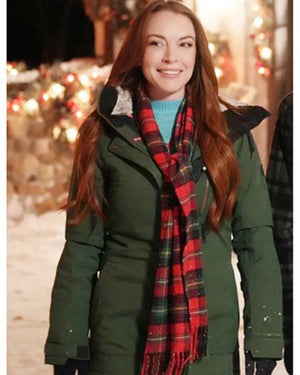 Lindsay Lohan Falling for Christmas Green Jacket