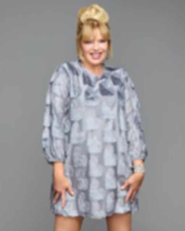 Finding Mr Christmas S02 Melissa Peterman Hearts Texture Mini Dress