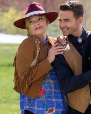 Finding Mr Christmas S02 Melissa Peterson Brown Suede Jacket