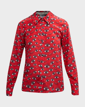 Shrinking S02 Jessica Williams Red Eye Print Top