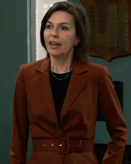General Hospital 2026 Finola Hughes Brown Belted Blazer