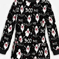 Ghost Print Boo Wooo Halloween Scrub Jacket