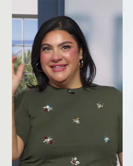 Good Morning America 2026 Leah Victoria Embellished Sweater