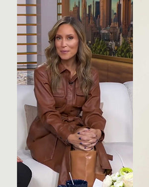 Good Morning America Rhiannon Ally Brown Leather Shirt Dress