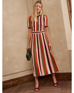 Good Morning Britain Kate Garraway Multicolor Striped Midi Dress - view 2