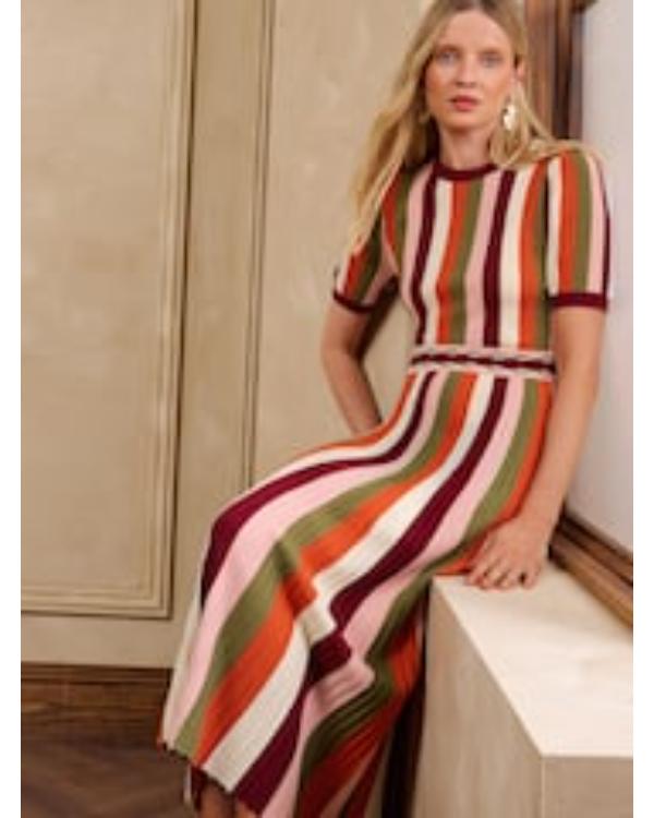 Good Morning Britain Kate Garraway Multicolor Striped Midi Dress - view 3