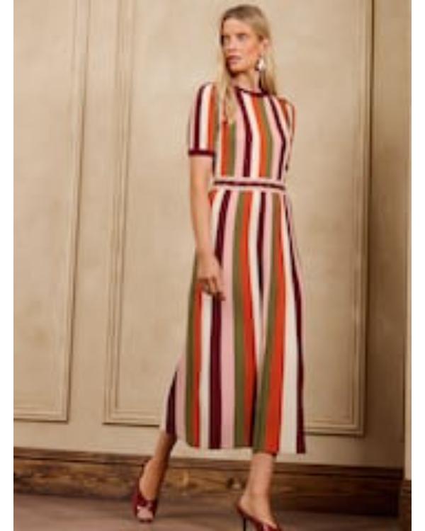 Good Morning Britain Kate Garraway Multicolor Striped Midi Dress - view 5