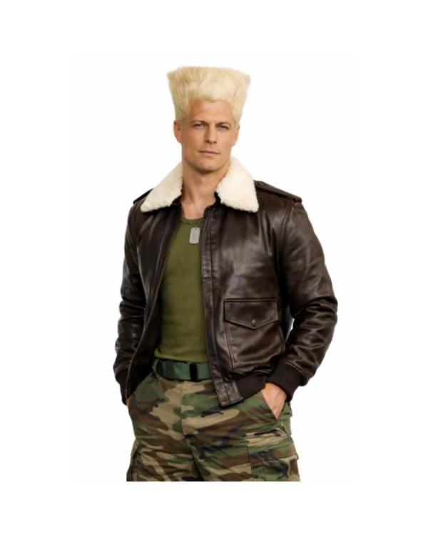 Street Fighter 2026 Cody Rhodes Brown Shearling Leather Jacket - view 3