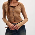 Kamaia Fairburn Heartland S20 Brown Bow Cardigan