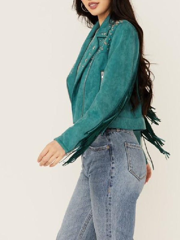 Heartland S20 Kamaia Fairburn Faux Suede Studded Fringe Jacket - view 2