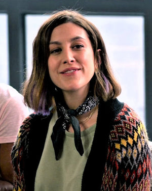Home Economics S02 Caitlin McGee Diamond Knit Cardigan