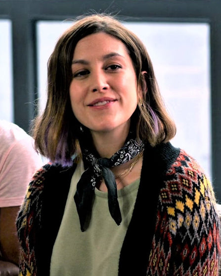 Home Economics S02 Caitlin McGee Diamond Knit Cardigan