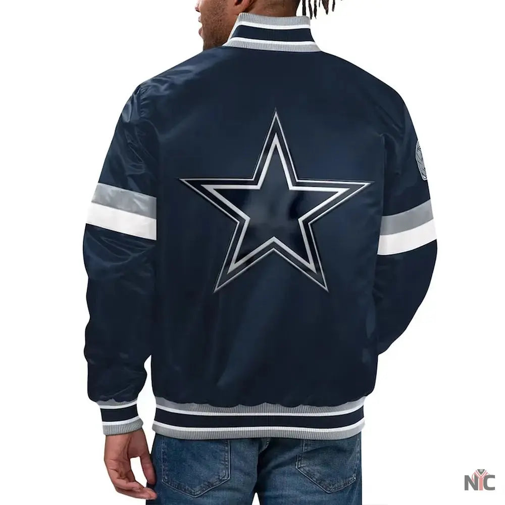 Home Game Dallas Cowboys Navy Satin Jacket