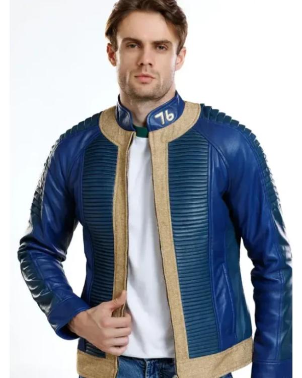 Fallout Vault Dweller Blue Leather Jacket - view 2