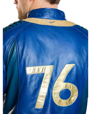 Fallout Vault Dweller Blue Leather Jacket - view 6