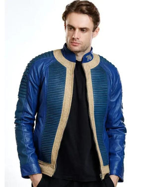 Fallout Vault Dweller Blue Leather Jacket - view 3