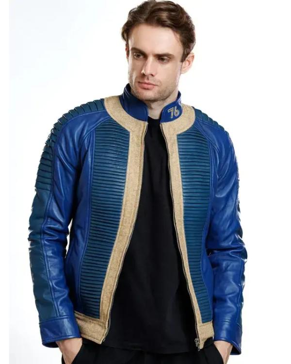 Fallout Vault Dweller Blue Leather Jacket - view 3
