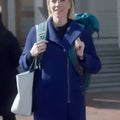 Jessy Schram Mystic Christmas 2023 Blue Coat