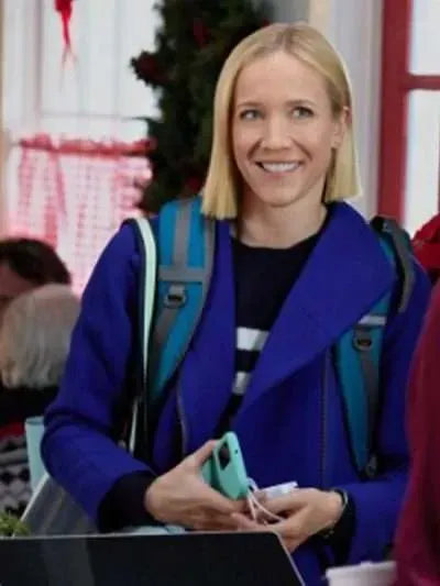 Jessy Schram Mystic Christmas 2023 Blue Coat