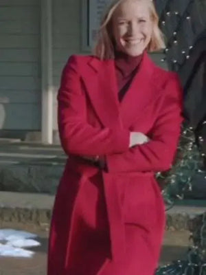 Jessy Schram Mystic Christmas Red Wool Coat
