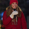 Jill Wagner Christmas Under the Northern Lights Red Puffer Jacket