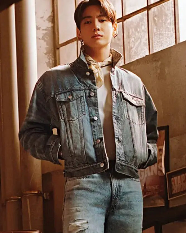 Jungkook Blue Denim Trucker Jacket - view 2