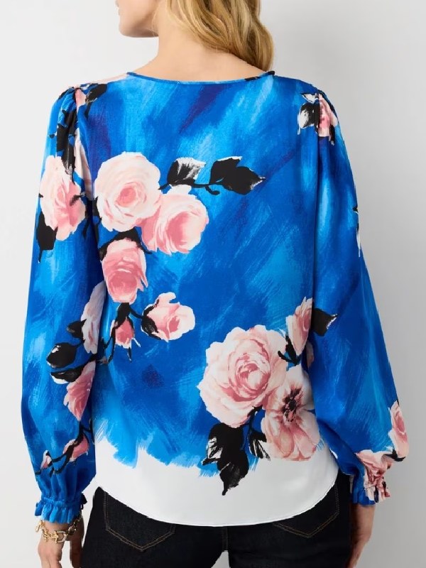 Kate Linder The Young And The Restless Blue Floral Blouse