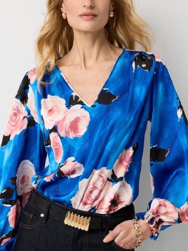 Kate Linder The Young And The Restless Blue Floral Blouse