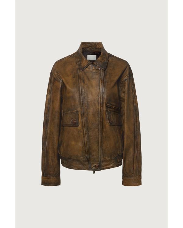 Heartland S20 Baye McPherson Brown Leather Bomber Jacket - view 2