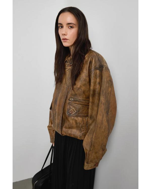 Heartland S20 Baye McPherson Brown Leather Bomber Jacket - view 3