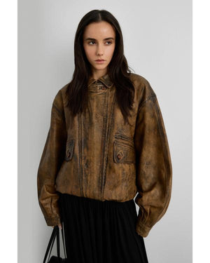 Heartland S20 Baye McPherson Brown Leather Bomber Jacket - view 4