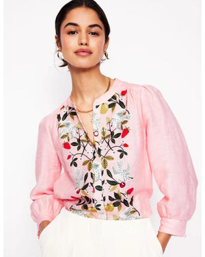Marble Hall Murders S01 Claire Rushbrook Pink Embroidered Top - view 3