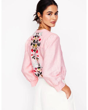 Marble Hall Murders S01 Claire Rushbrook Pink Embroidered Top - view 4